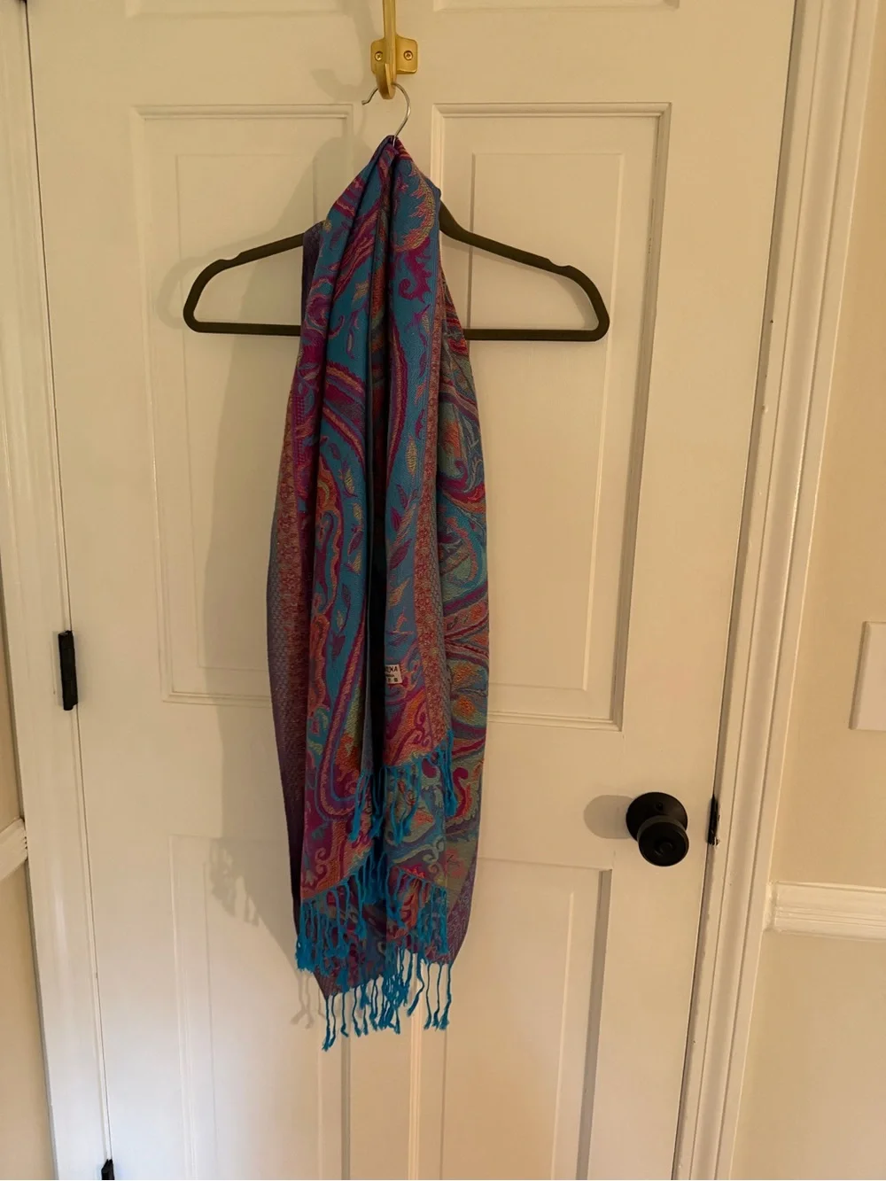 Pashmina Turquoise & Purple Paisley Scarf